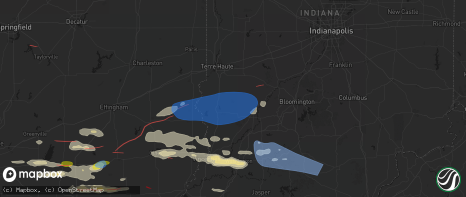 Hail map in Coalmont, IN on June 21, 2026