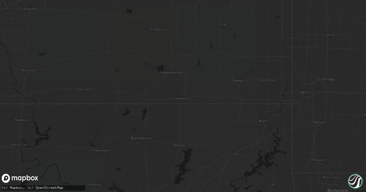 Hail map in Coffeyville, KS on June 21, 2026