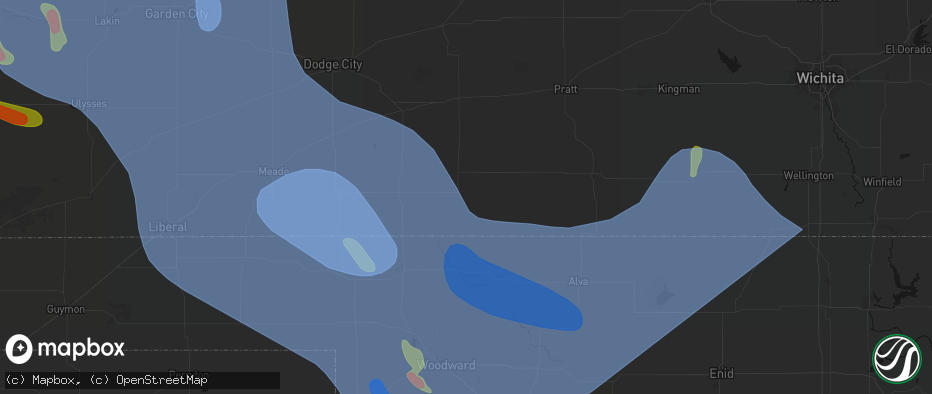 Hail map in Coldwater, KS on June 21, 2026