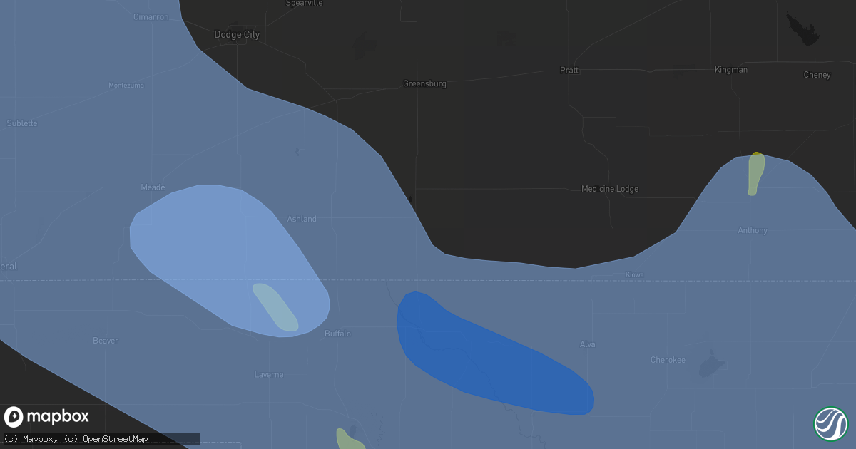 Hail map in Coldwater, KS on June 21, 2026