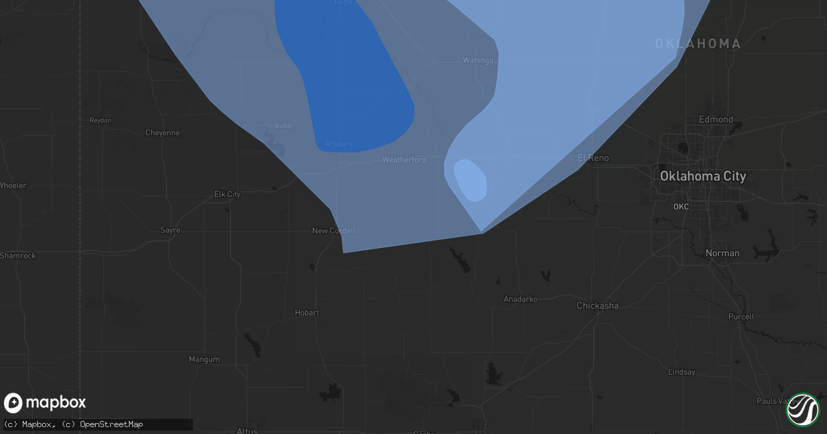 Hail map in Colony, OK on June 21, 2026