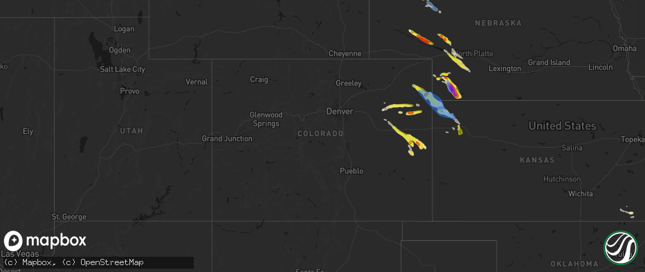 Hail map in Colorado on June 21, 2026