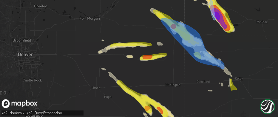 Hail map in Cope, CO on June 21, 2026