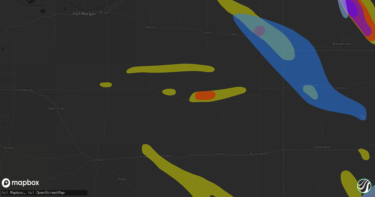 Hail map in Cope, CO on June 21, 2026