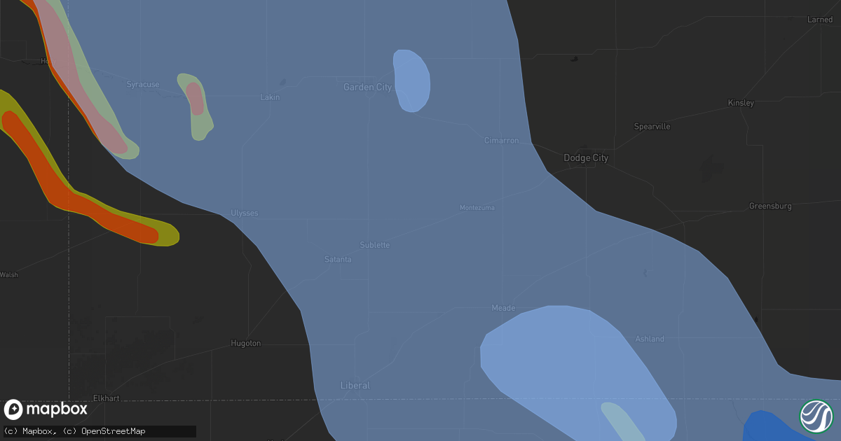 Hail map in Copeland, KS on June 21, 2026