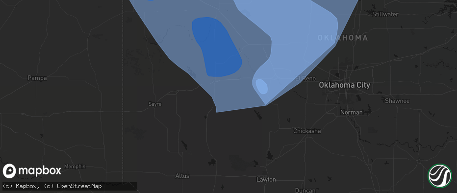 Hail map in Corn, OK on June 21, 2026