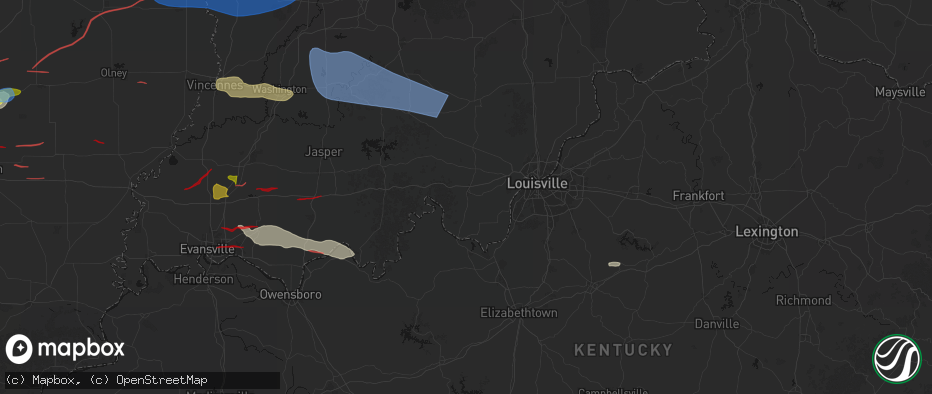 Hail map in Corydon, IN on June 21, 2026