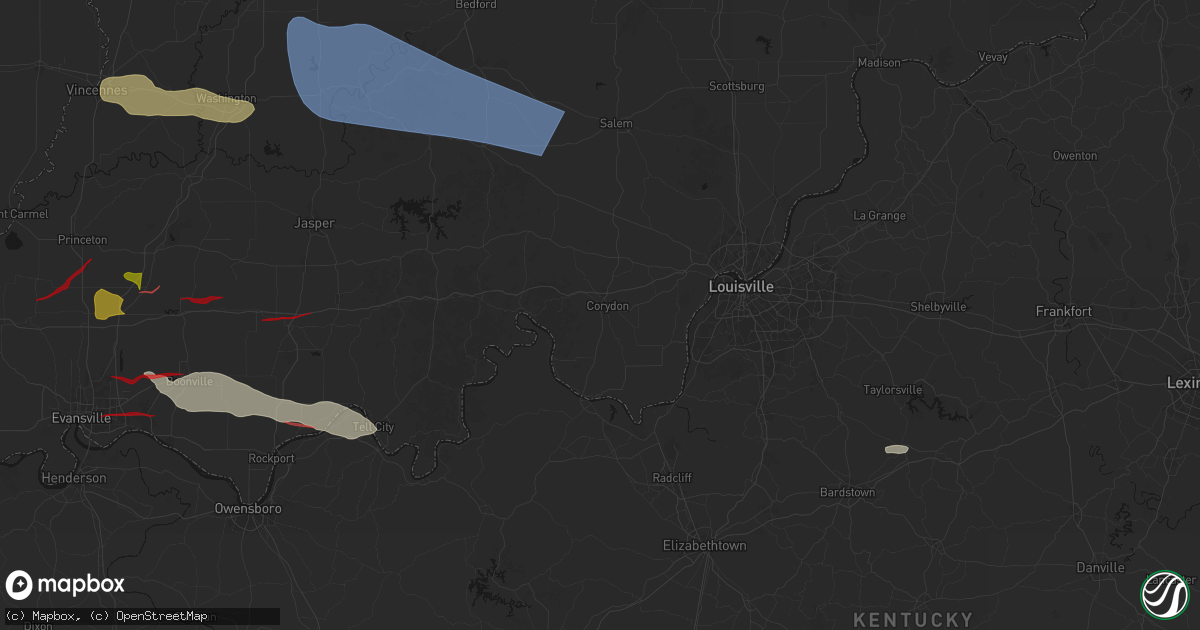 Hail map in Corydon, IN on June 21, 2026