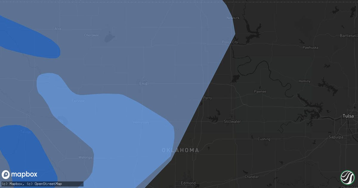 Hail map in Covington, OK on June 21, 2026