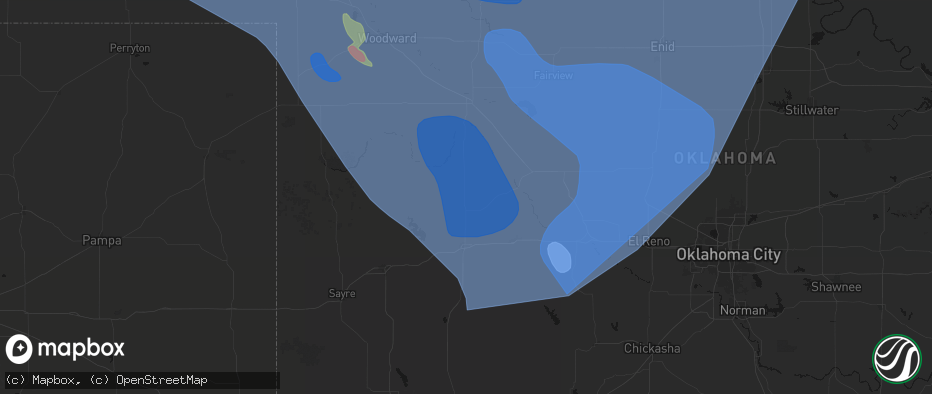 Hail map in Custer City, OK on June 21, 2026
