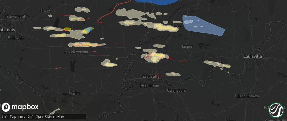 Hail map in Cynthiana, IN on June 21, 2026