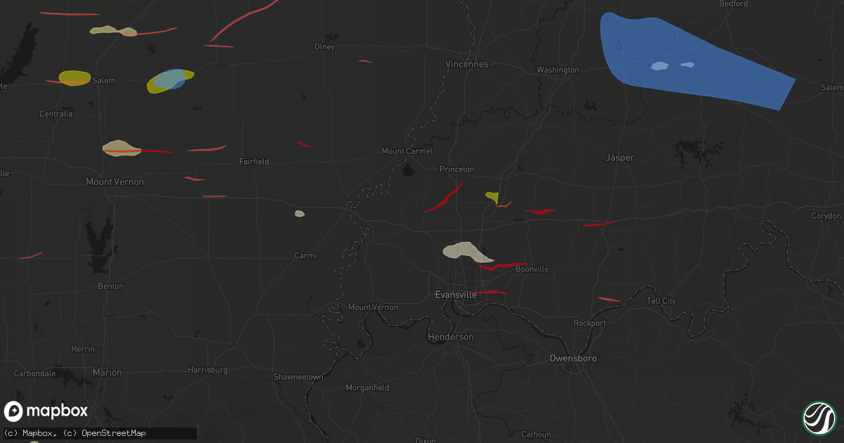 Hail map in Cynthiana, IN on June 21, 2026