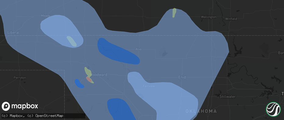 Hail map in Dacoma, OK on June 21, 2026