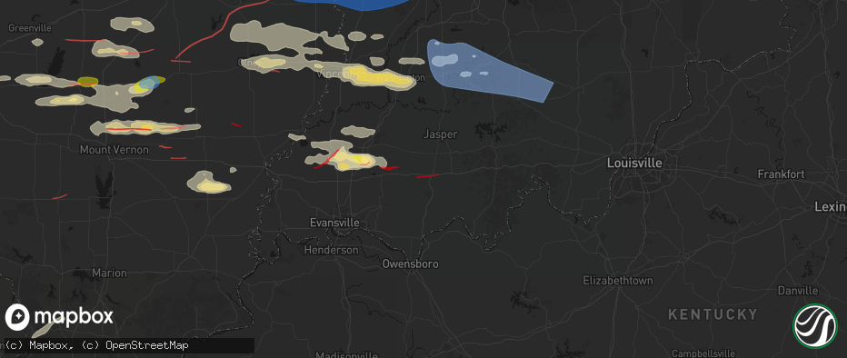 Hail map in Dale, IN on June 21, 2026