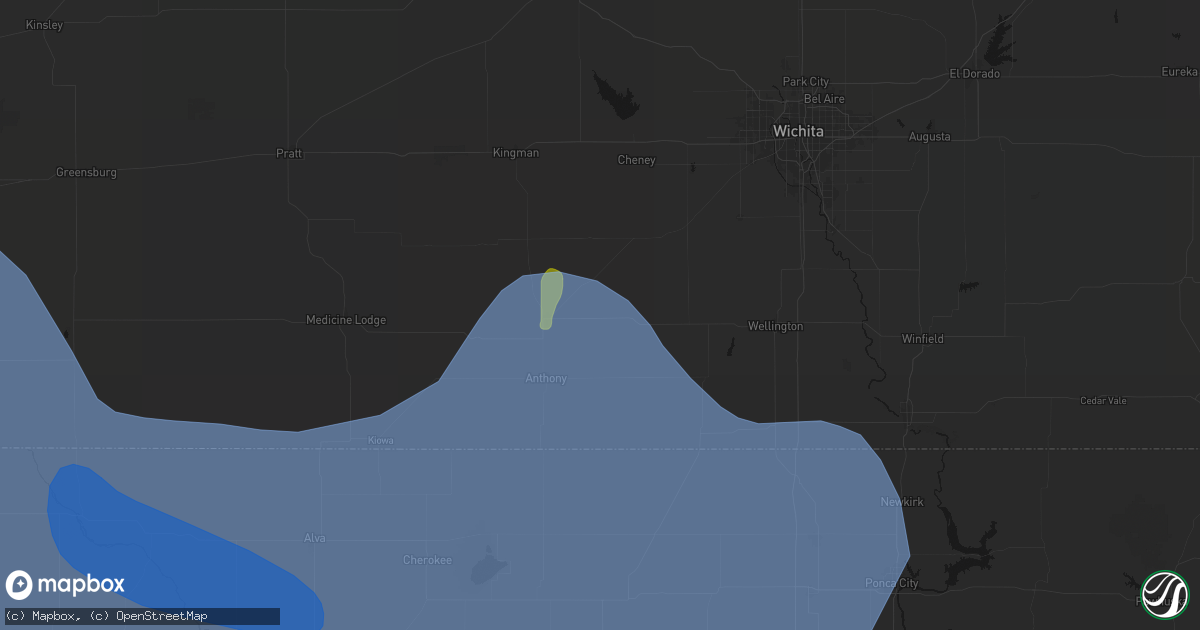 Hail map in Danville, KS on June 21, 2026