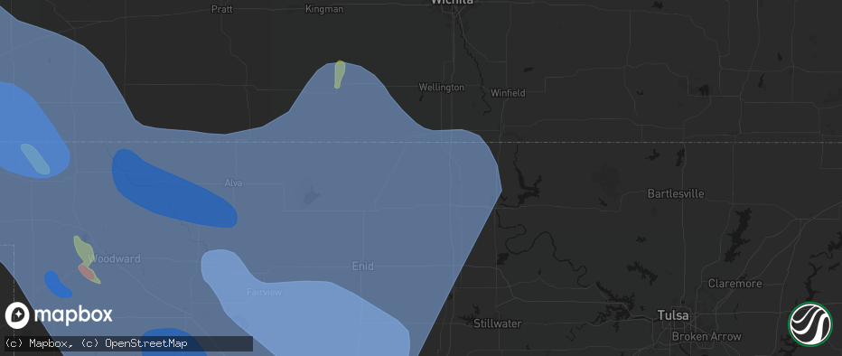 Hail map in Deer Creek, OK on June 21, 2026