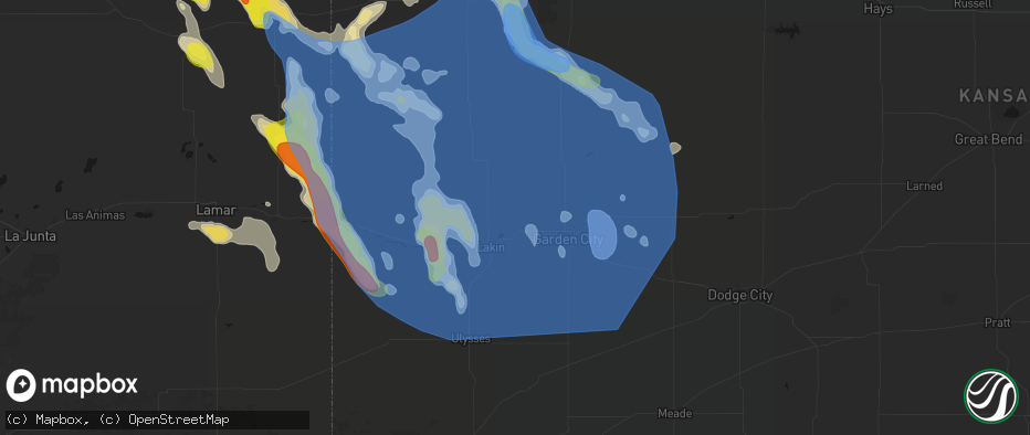 Hail map in Deerfield, KS on June 21, 2026