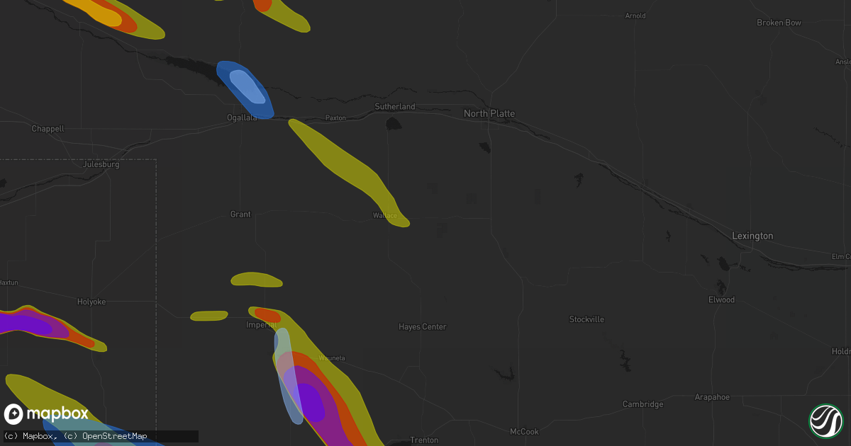 Hail map in Dickens, NE on June 21, 2026