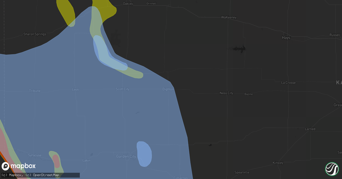 Hail map in Dighton, KS on June 21, 2026