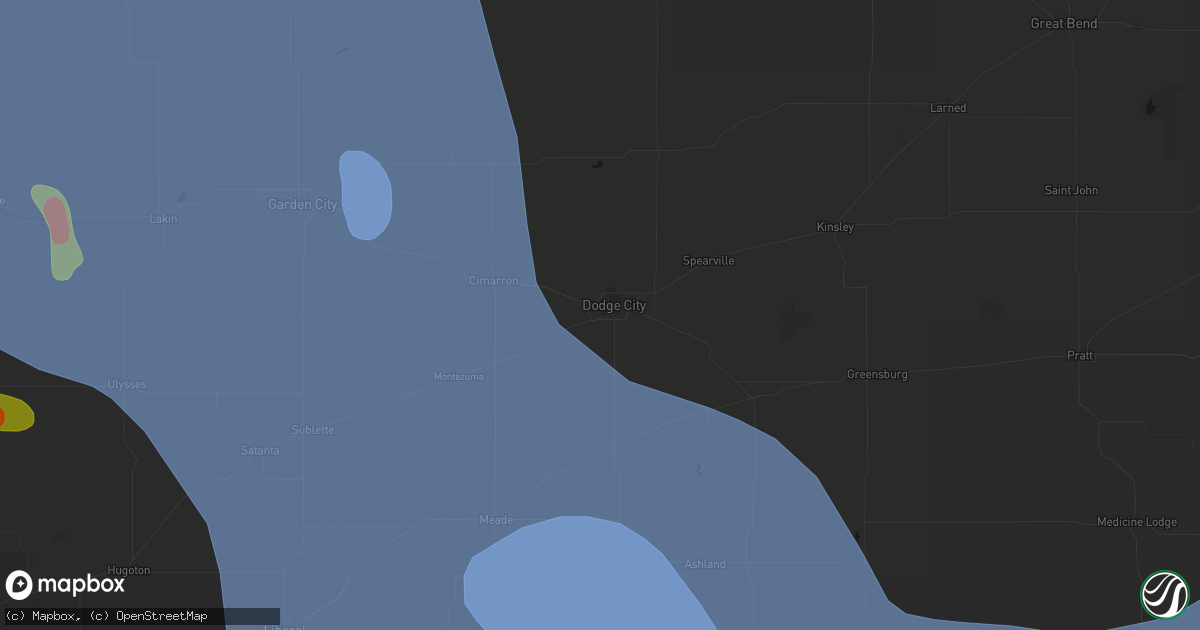 Hail map in Dodge City, KS on June 21, 2026