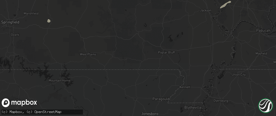 Hail map in Doniphan, MO on June 21, 2026