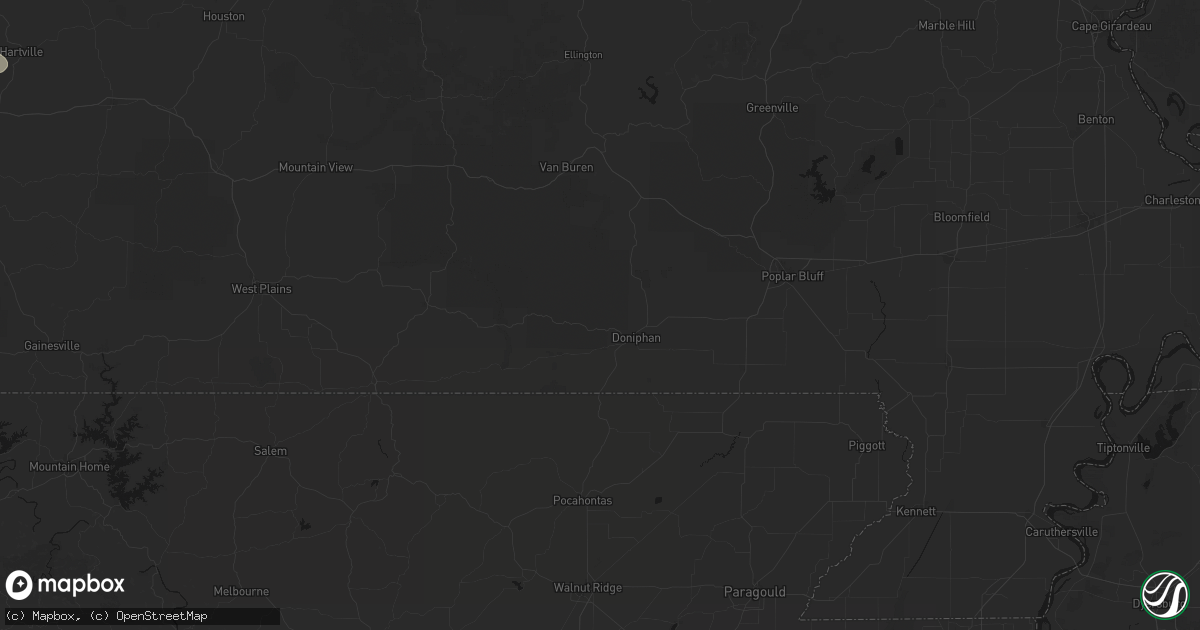 Hail map in Doniphan, MO on June 21, 2026