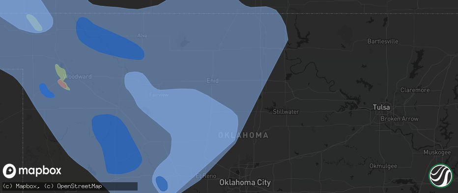 Hail map in Douglas, OK on June 21, 2026
