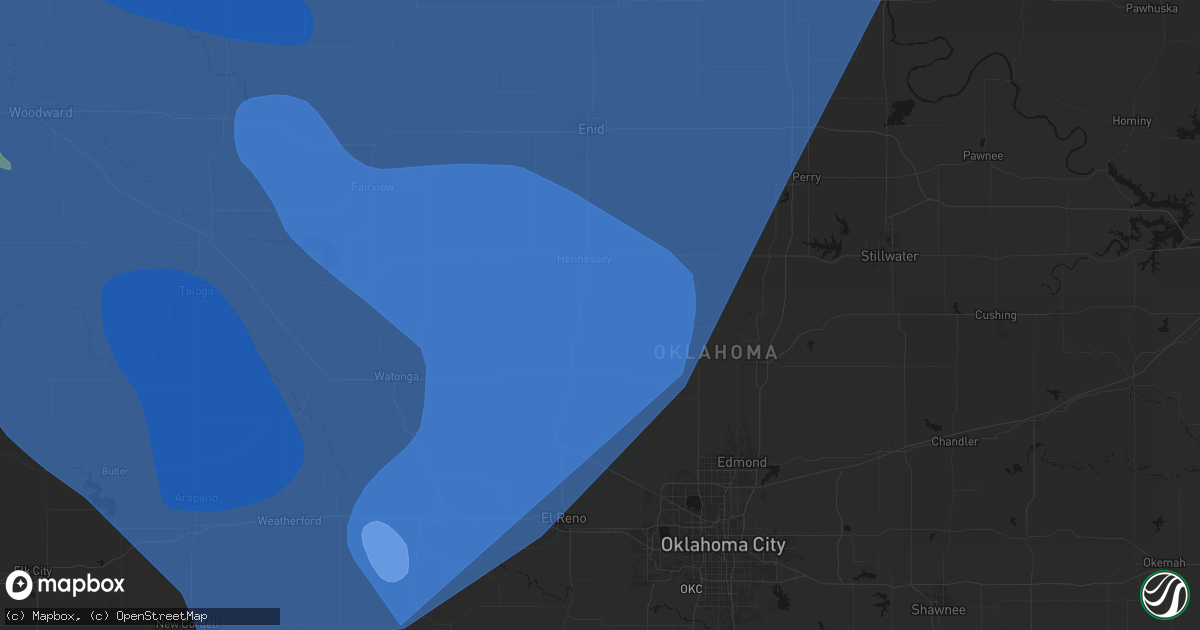 Hail map in Dover, OK on June 21, 2026