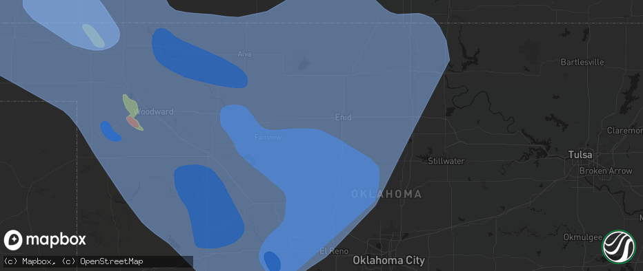 Hail map in Drummond, OK on June 21, 2026