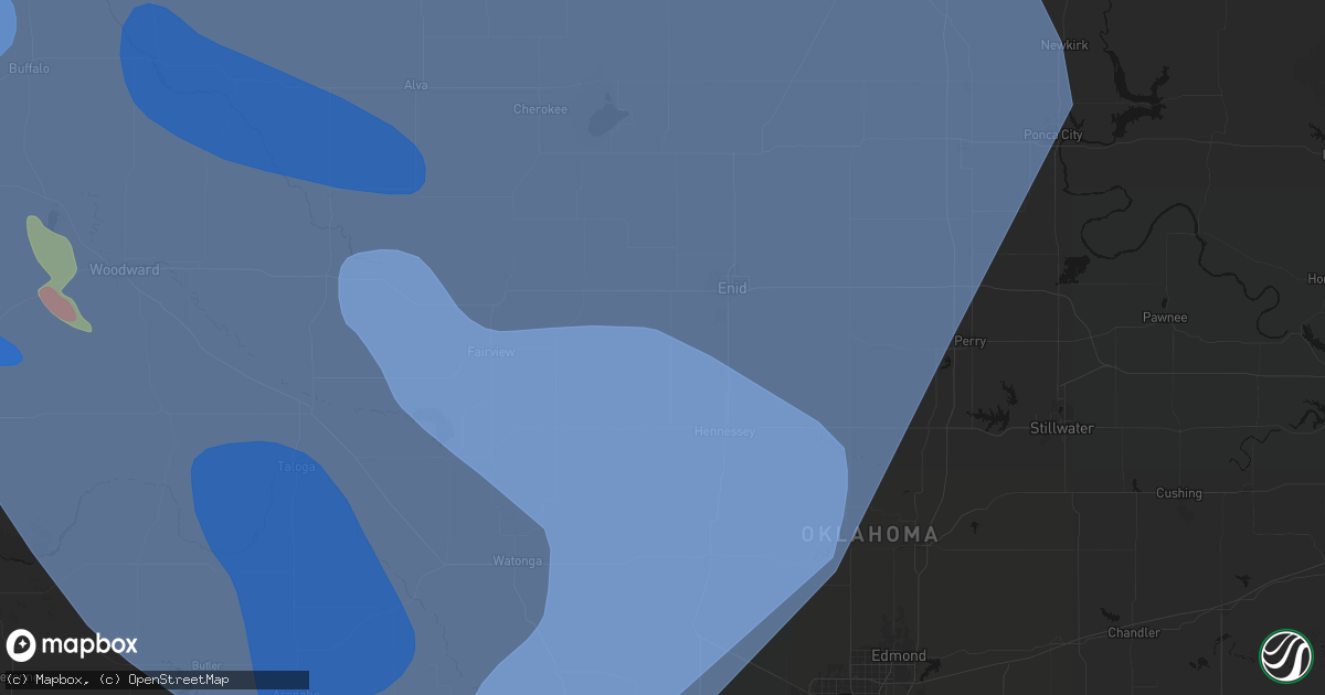 Hail map in Drummond, OK on June 21, 2026