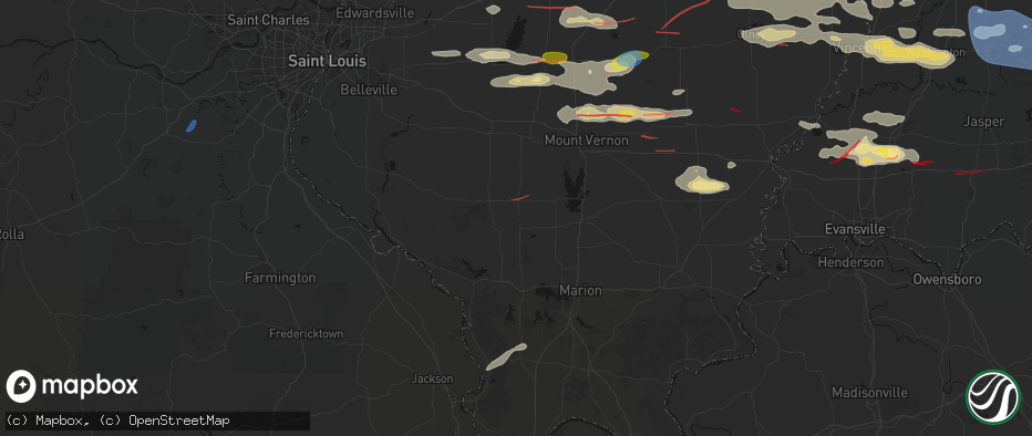 Hail map in Du Quoin, IL on June 21, 2026