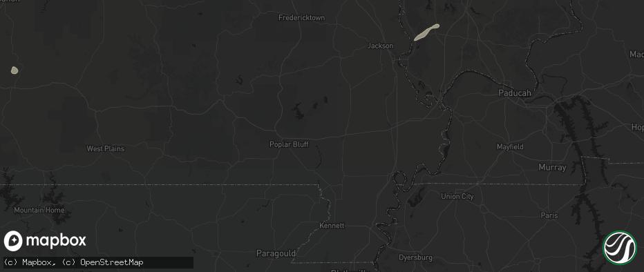 Hail map in Dudley, MO on June 21, 2026
