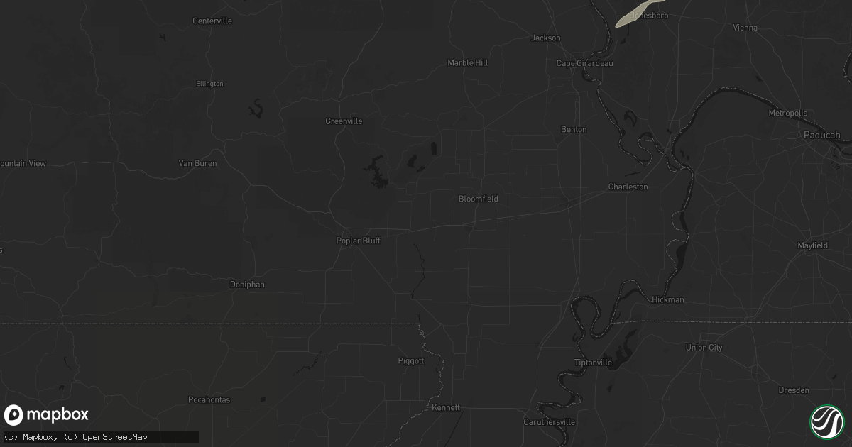 Hail map in Dudley, MO on June 21, 2026