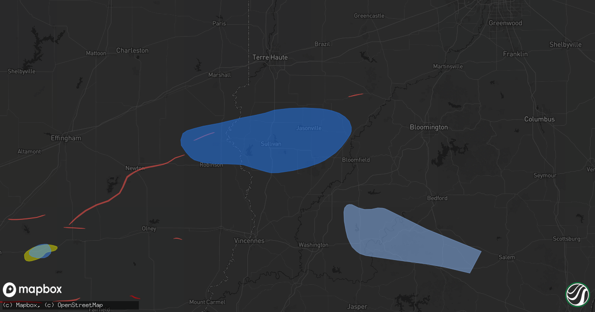 Hail map in Dugger, IN on June 21, 2026