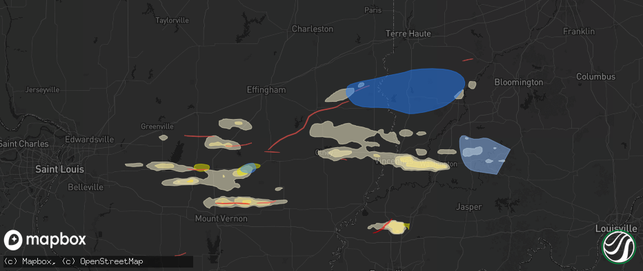 Hail map in Dundas, IL on June 21, 2026