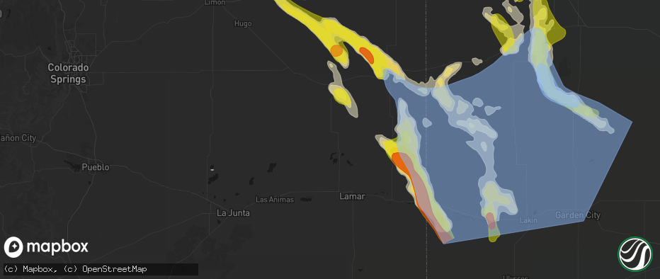 Hail map in Eads, CO on June 21, 2026