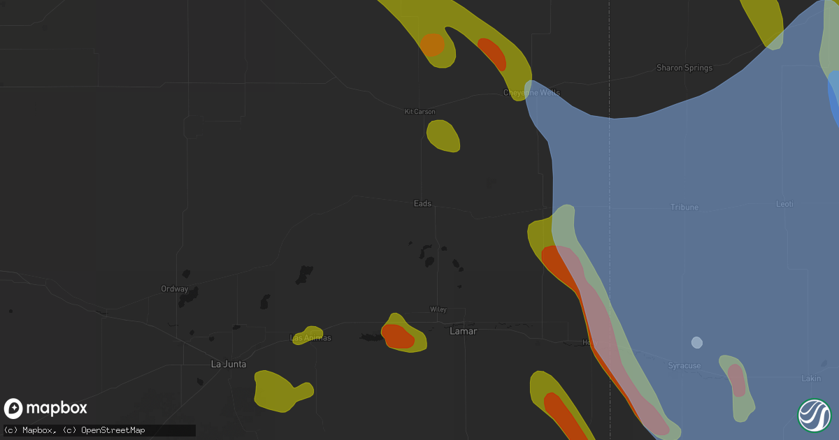 Hail map in Eads, CO on June 21, 2026