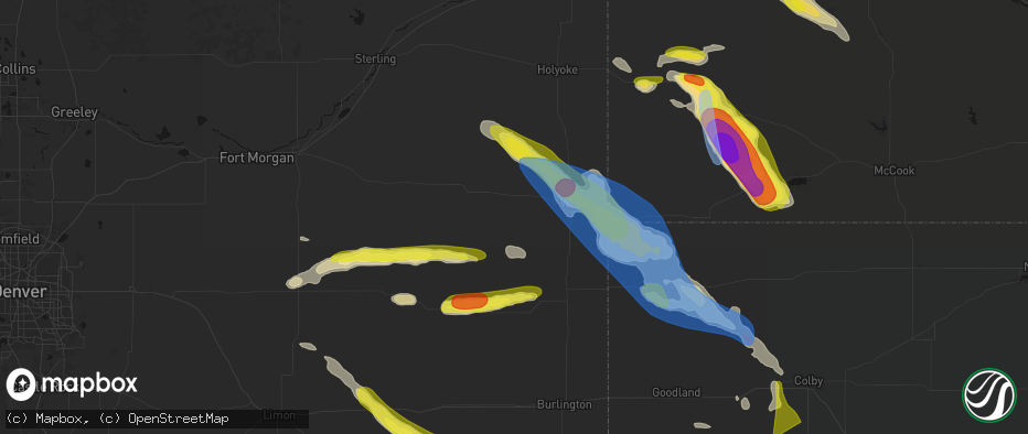 Hail map in Eckley, CO on June 21, 2026