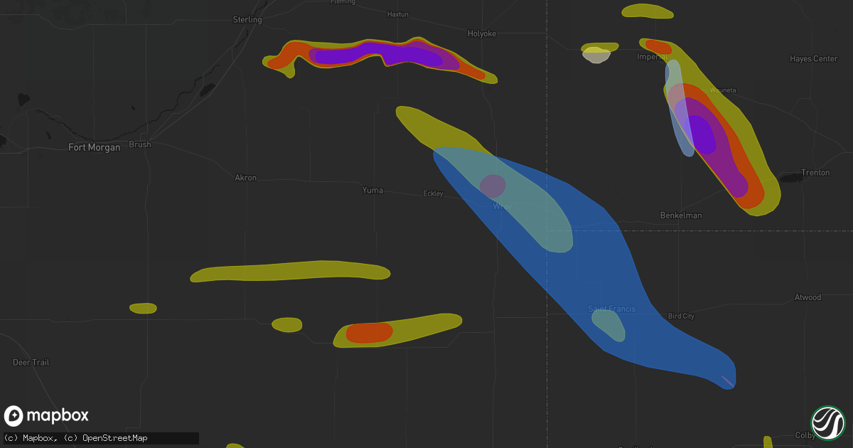 Hail map in Eckley, CO on June 21, 2026