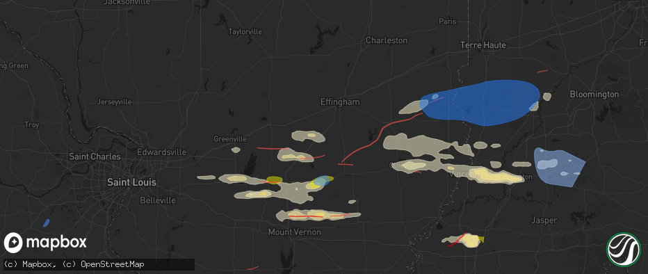 Hail map in Edgewood, IL on June 21, 2026