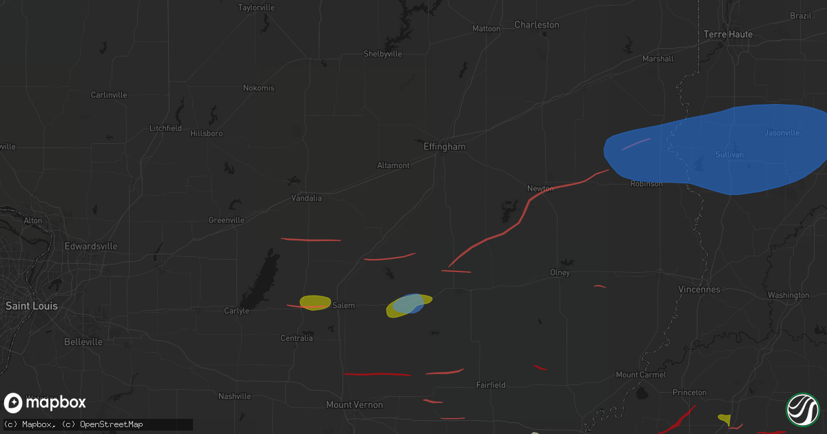 Hail map in Edgewood, IL on June 21, 2026