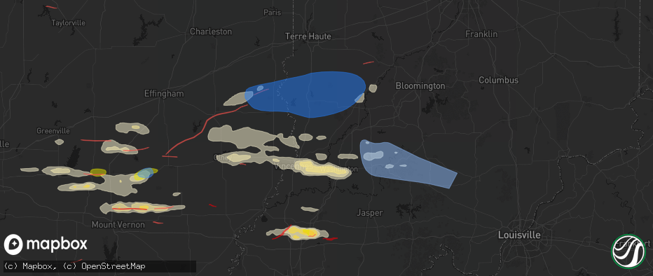 Hail map in Edwardsport, IN on June 21, 2026