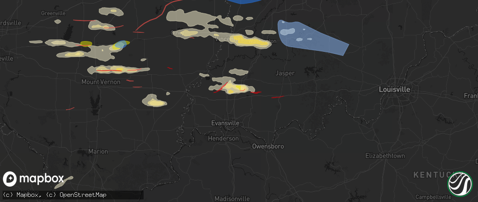 Hail map in Elberfeld, IN on June 21, 2026
