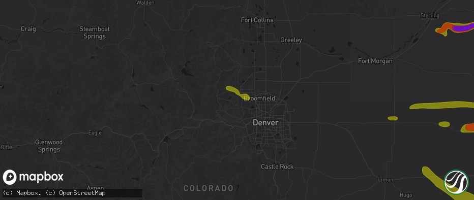 Hail map in Eldorado Springs, CO on June 21, 2026