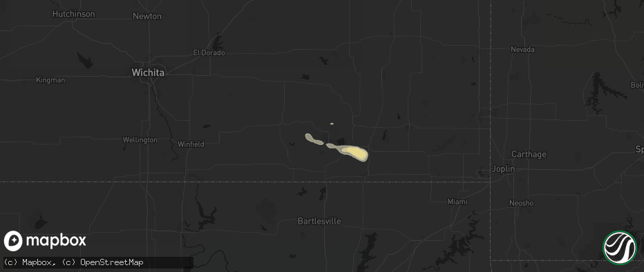 Hail map in Elk City, KS on June 21, 2026