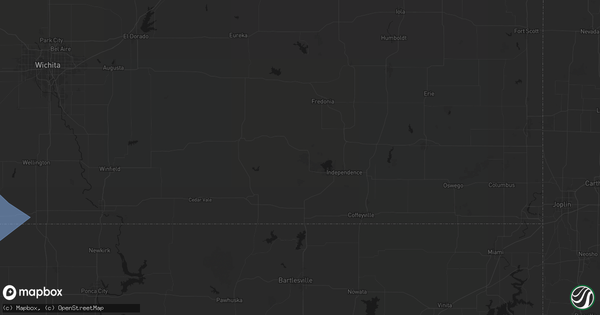Hail map in Elk City, KS on June 21, 2026