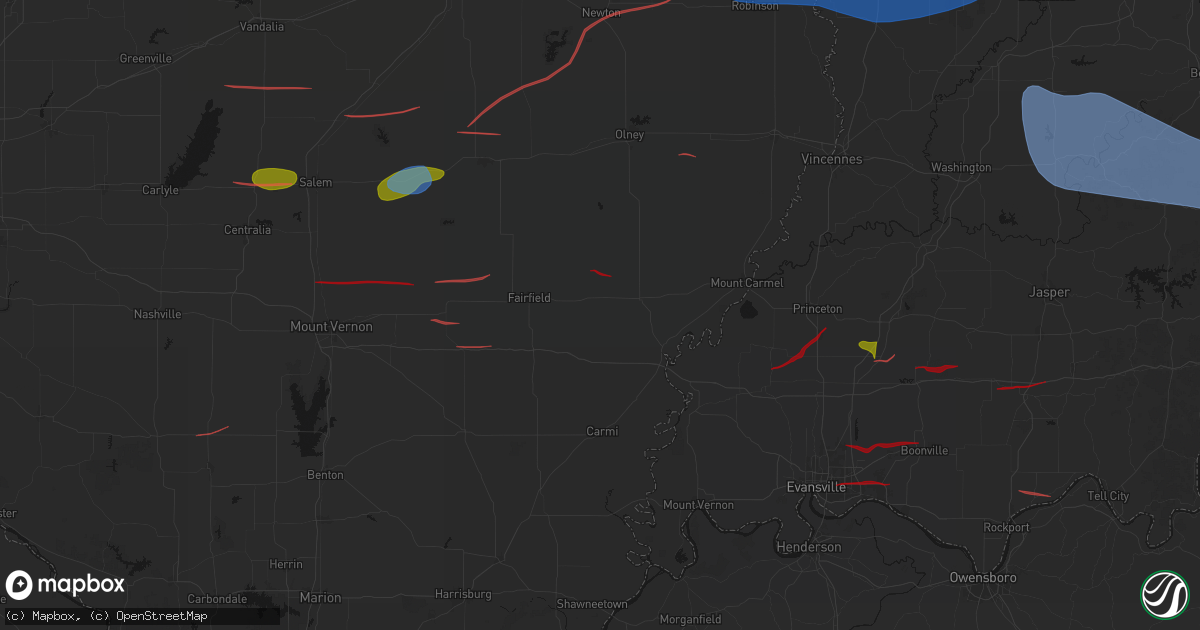 Hail map in Ellery, IL on June 21, 2026