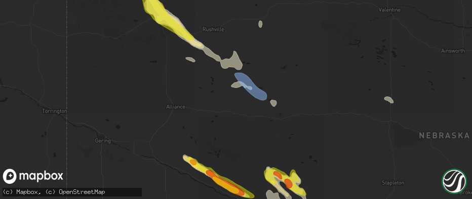 Hail map in Ellsworth, NE on June 21, 2026
