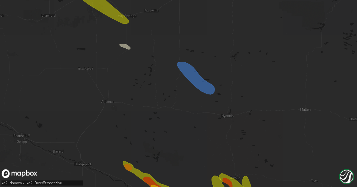 Hail map in Ellsworth, NE on June 21, 2026