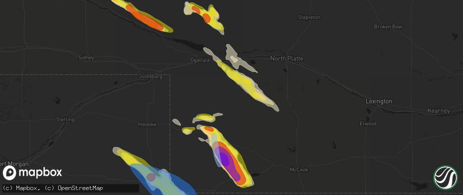 Hail map in Elsie, NE on June 21, 2026